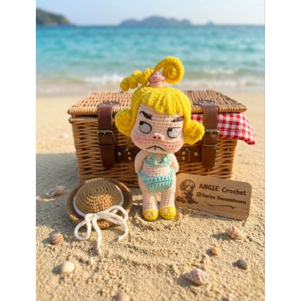 พร้อมส่ง⛱️ ตุ๊กตาน้องบูด 7" แฮนด์เมด💕Handmade moody girl doll  bikini 👙+summer hat🌞