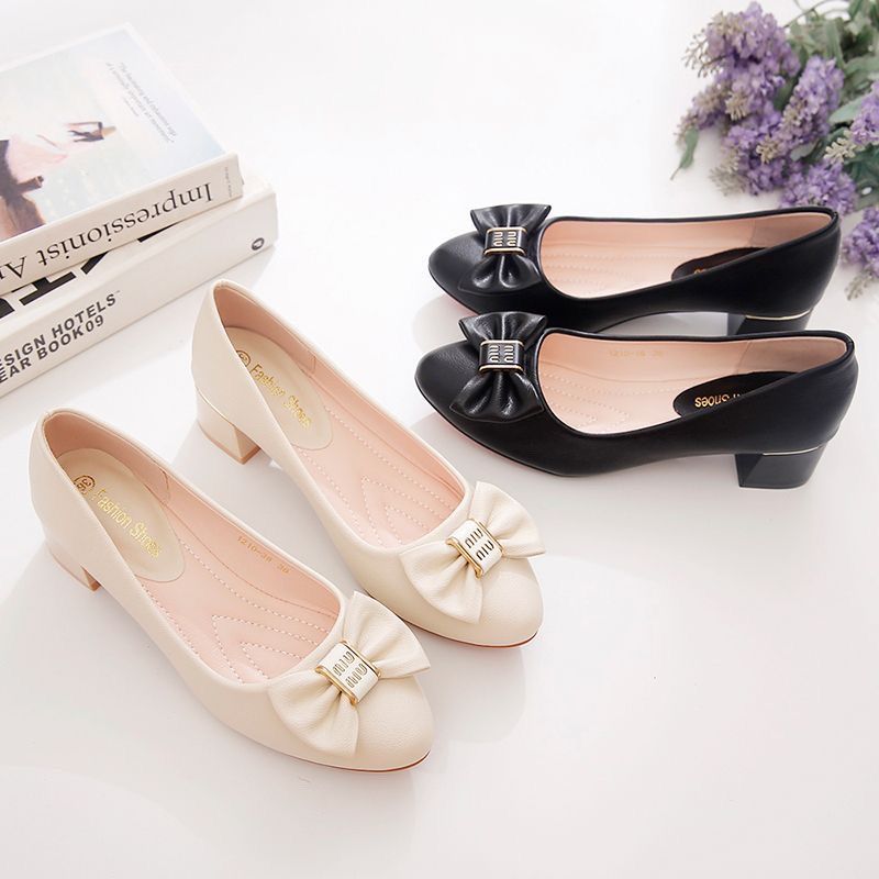 High Heels - Shang Disha Coarse Heels Professional High Heels 2025 New Shallow Single Shoes Soft Lea