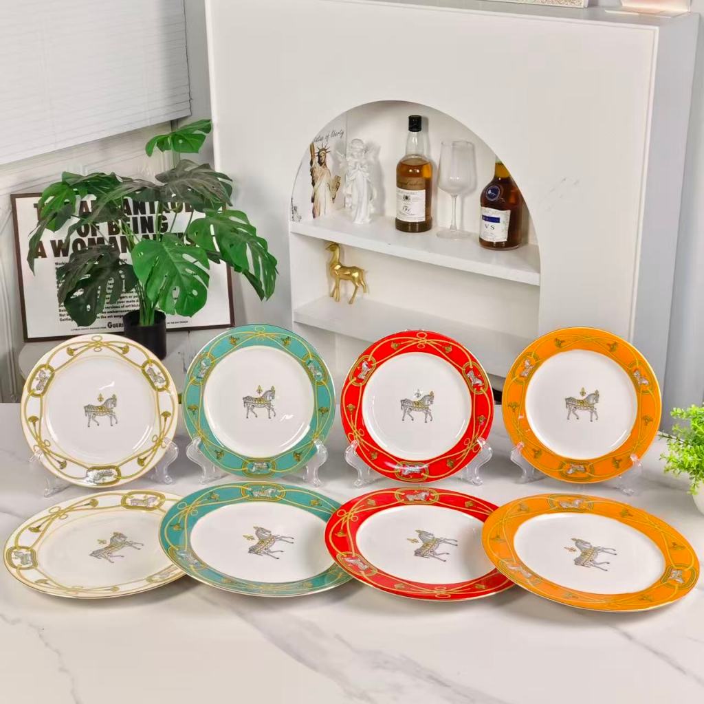 Herme*s Warhorse Dining Plate จานขนาด 8 นิ้ว จานติ่มซำ 10 นิ้ว จานสเต็ก