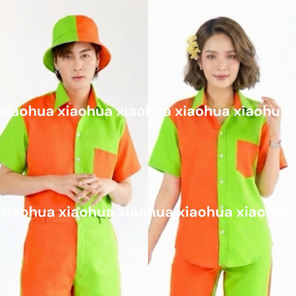 เสื้อเชิ้ตแขนสั้นสไลต์ย้อนยุค เสื้อแหยม