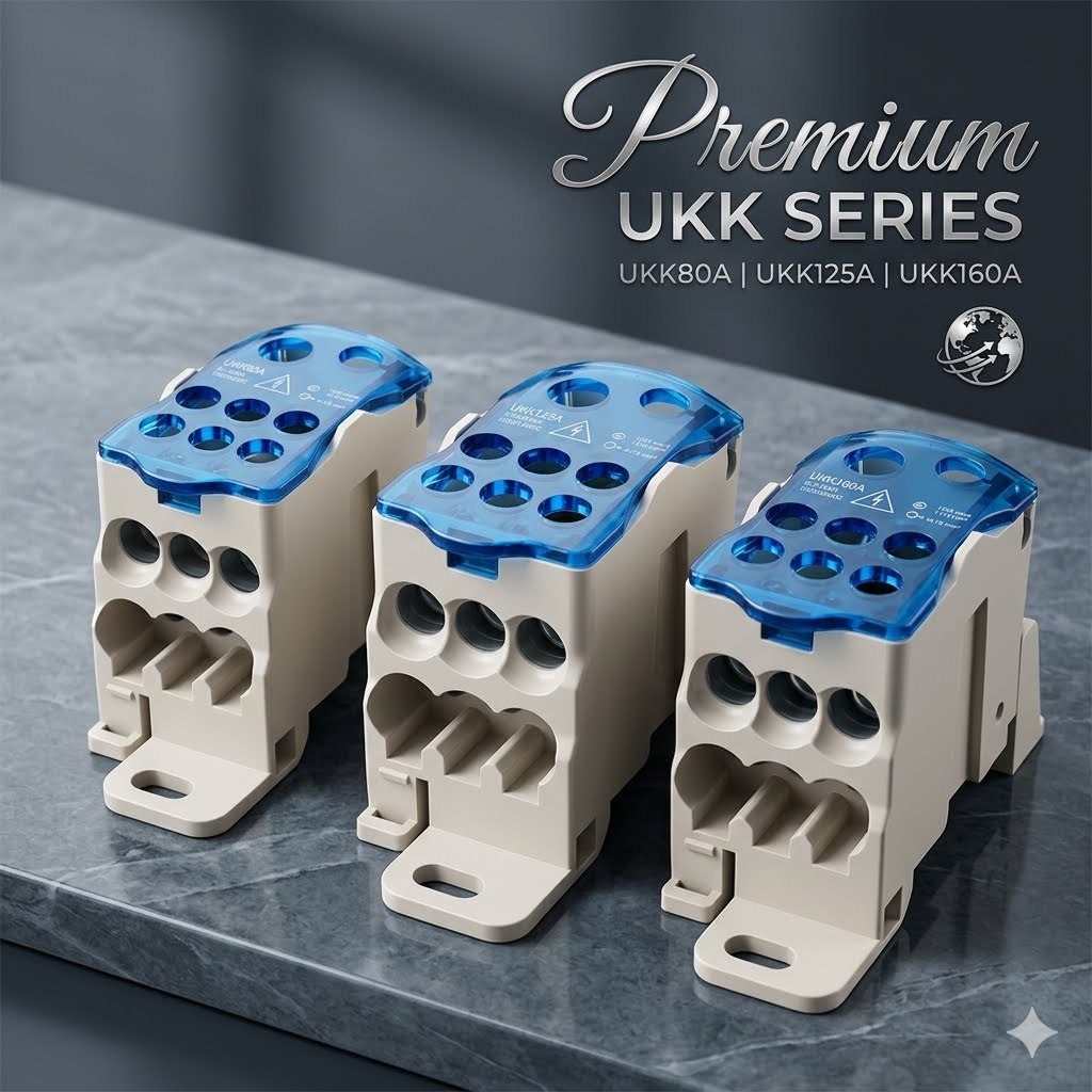 (อยู่ไทย ส่งไวโคตร) UKK80A UKK125A UKK160A Distribution Block: UKK เทอร์มินอลกระจายกระแสขนาด สีน้ำเง