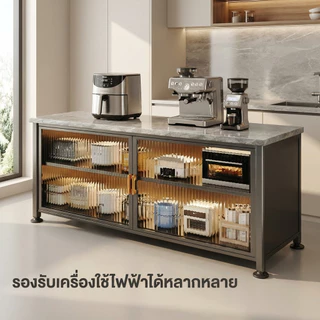 BV เคาเตอร์ครัว ตู้กับข้าว มีฝาปิดกันฝุ่นกันหนู วางเตาอบและไมโครเวฟได้ ชั้นวางของในครัว สนิม กันน้ำ