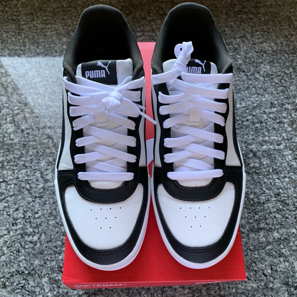 [✨ของแท้ สภาพนางฟ้า!!] 🐆PUMA BASICS - รองเท้าผ้าใบ (unisex) Skye สี⚪️⚫️ ไซส์ UK6 [24-24.5cm] (มือสอง