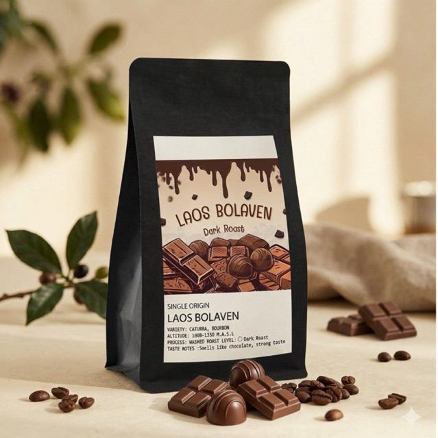 กาแฟคั่ว ลาว โบโลเวน(คั่วเข้ม)กาแฟสด:โรบัสต้า100% คั่วสดใหม่ทุก order.