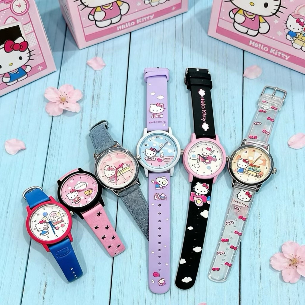 พร้อมส่งใน 🇹🇭ทันที นาฬิกาข้อมือ Hello Kitty แบบเช็คการ์ดระบุลาย รูปที่ 4