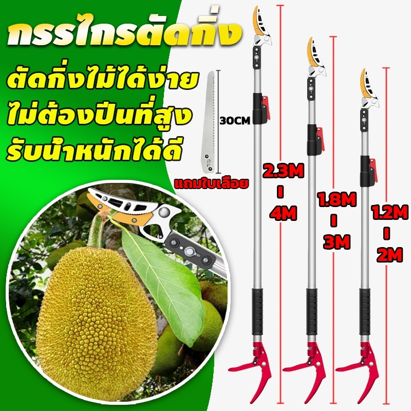 【รับประกัน 5 ปี】กรรไกรตัดกิ่ง ยืดไสลด์ 1.5M-4M อุปกรณ์ตัดแต่งกิ่งมืออาชีพ กรรไกรตัดกิ่งด้ามยาว กรรไกรตัดกิ่งไม้