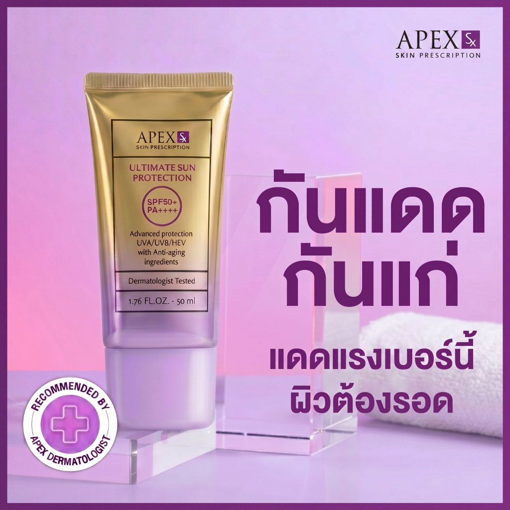 APEX-SX ครีมกันแดด ULTIMATE SUN PROTECTION SPF50+ PA++++ ติดทนนาน กันน้ำ กันเหงื่อ 50 ml.
