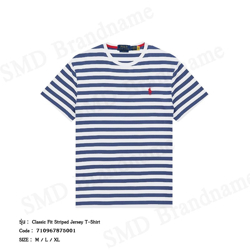 Polo Ralph Lauren เสื้อยืดคอกลมผู้ชาย รุ่น Classic Fit Striped Jersey T-Shirt Code: 710967875001