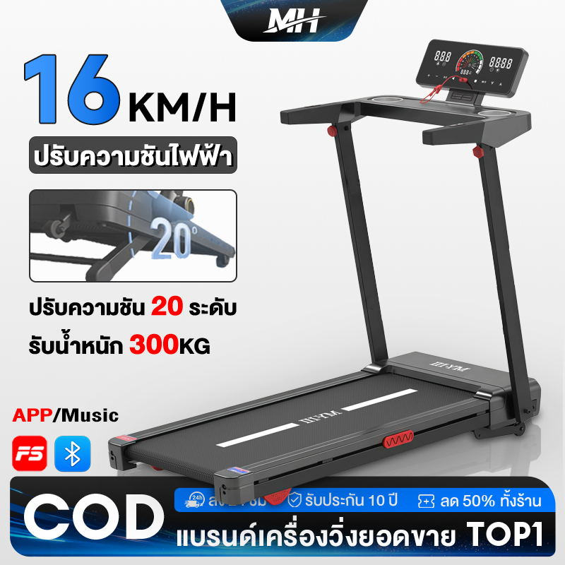ลูวิ่งไฟฟ้า ลู่วิ่ง Q8Y treadmill ลู่วิ่งพับอเนกประสงค์ในครัวเรือน ปรับความชันด้วยไฟฟ้า ควบคุมด้วยสั