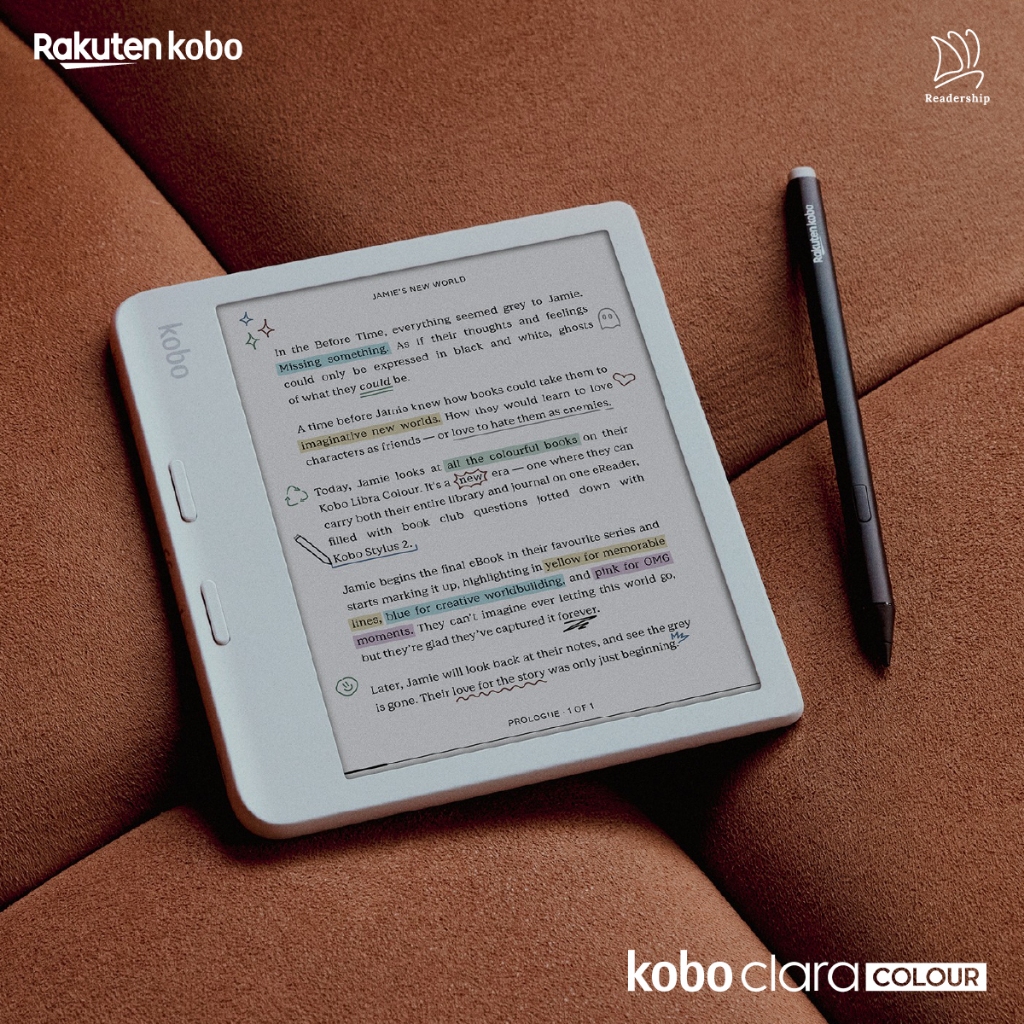 Kobo Libra Colour l E-Reader หน้าจอสี E-Ink 7 นิ้ว กันน้ำ IPX8 รองรับไฟหน้า ComfortLight Pro รองรับปากกา Kobo Stylus2