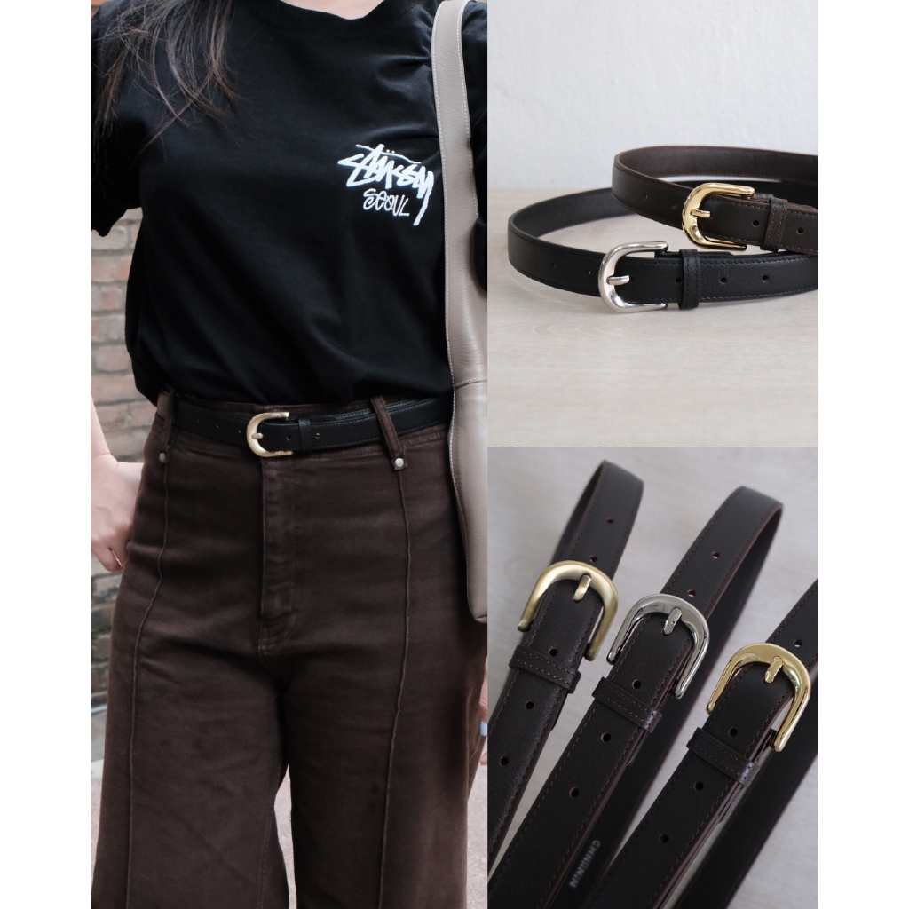 CHNiiNiN - Copenn leather belt เข็มขัดหนังวัวแท้ (ขนาดกว้างของเส้น 2.5 ซม) หัวเข็มขัดทรงโค้งมน