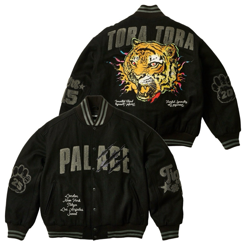 PALACE Tora Tora Vasity Jacket in Black มือหนึ่ง ของแท้