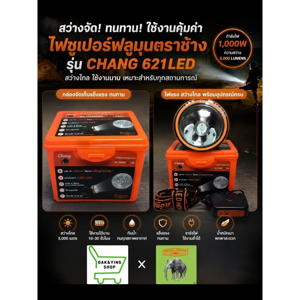 หน้าไฟตราช้าง ซุปเปอร์ฟูลมูน รุ่นCHANG 621 LED สว่างมาก!