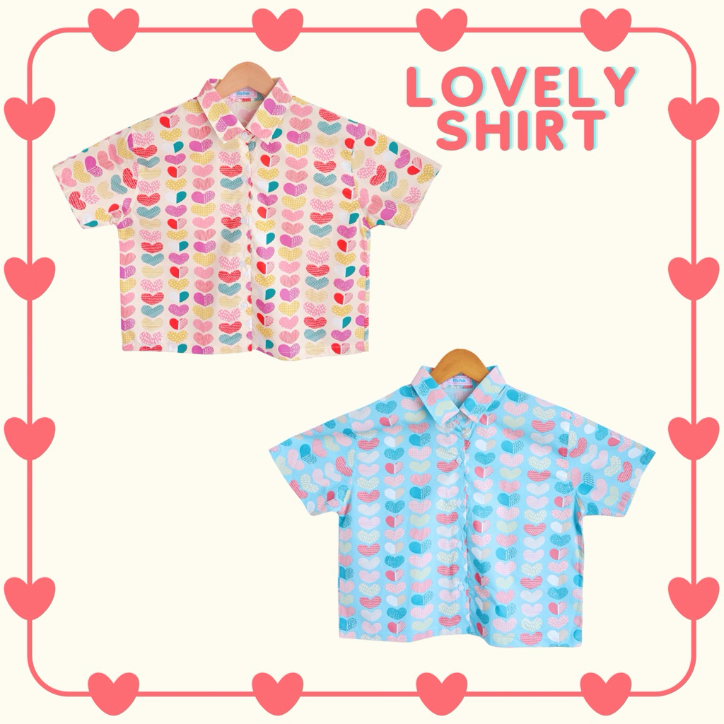 Pikpok♡ Lovely Shirt เสื้อเชิ้ตลายหัวใจ เสื้อเชิ้ตครอป ผ้าคอตตอน ใส่สบายระบายอากาศได้ดี ใส่เที่ยวใส่ทำงานได้ค่ะ