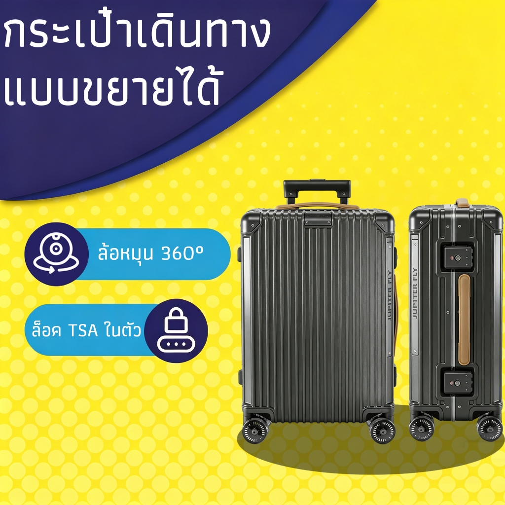 กระเป๋าเดินทาง 24 นิ้ว ALUMINIUM FRAME luggage แท้100%ทั้งใบ กระเป๋าลาก ห่วงรัดไข่ โครงอะลูมิเนียม ระบบล็อคมาตราฐาน