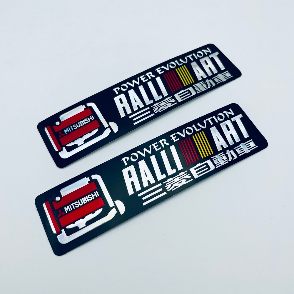 สติกเกอร์แต่งรถ Ralliart Evolution Mitsubishi Evo 2ชิ้น 3D ปั๊มนูน กันน้ำ ติดรถยนต์ รถกระบะ ติดสเกิร์ต ข้างรถ ท้ายรถ
