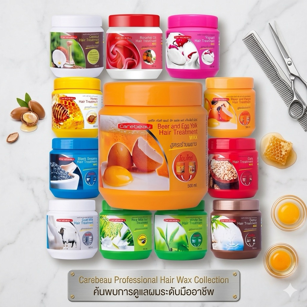 (แพ็คคู่) Carebeau Hair Treatment Wax แคร์บิว แฮร์ ทรีทเม้นท์ แว็กซ์ หมักผม 500 ml x2 มี 10 สูตรให้เลือก