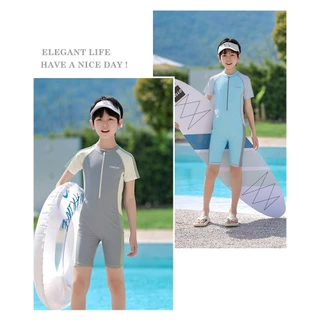 NT-217 🌊 [URBAN POOL VIBES] ชุดว่ายน้ำบอดี้สูทดีไซน์สุดคูล เรียบแต่โก้! ⛱️ชุดว่ายน้ำเด็กวันพีซซิปหน้า สีพาสเทล 🌊👶