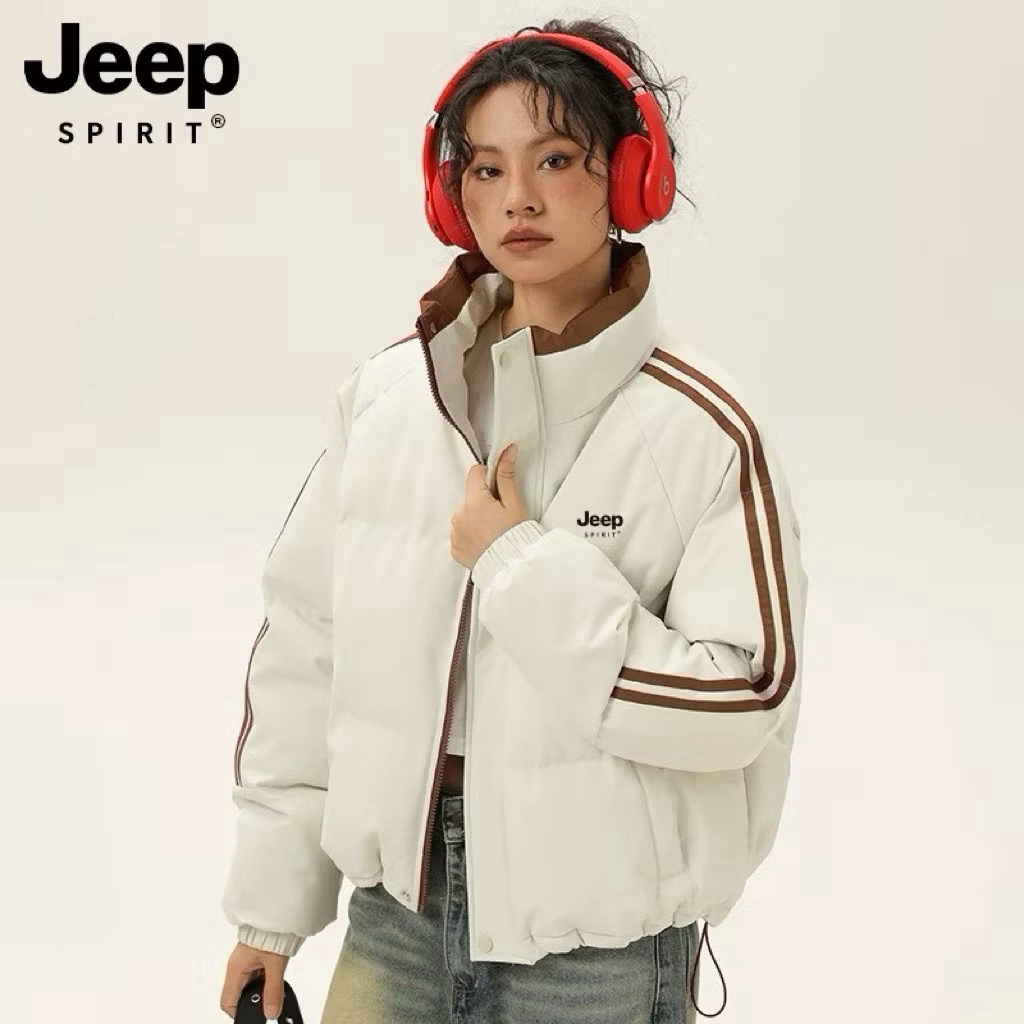 เสื้อกันหนาว Jeep spirit สีขาวน้ำตาล (L) ใส่ครั้งเดียว