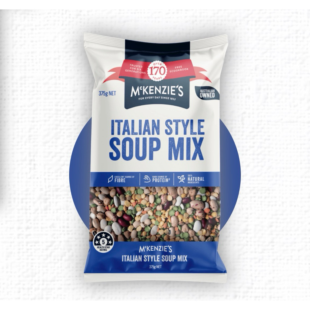 McKenzie’s Italian Style Soup Mix/Lentil Soup Mix/Yellow Split Peas/Green Split Peas 375g/Australian