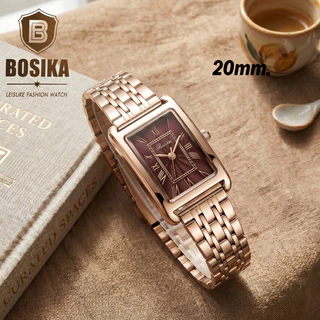 BOSIKA#BG-018 นาฬิกาข้อมือดีไซน์เลขโรมันหน้าปัดทรงสี่เหลี่ยม ขนาด20มิล พร้อมส่ง
