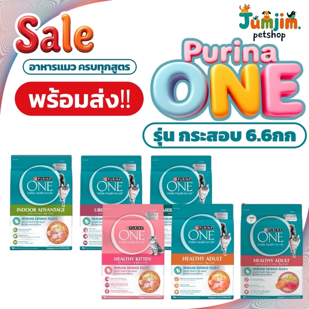 Purina One (เพียวริน่า วัน) 6.6kg อาหารแมว Purinaone โค้ดส่วนลด 100 บาท