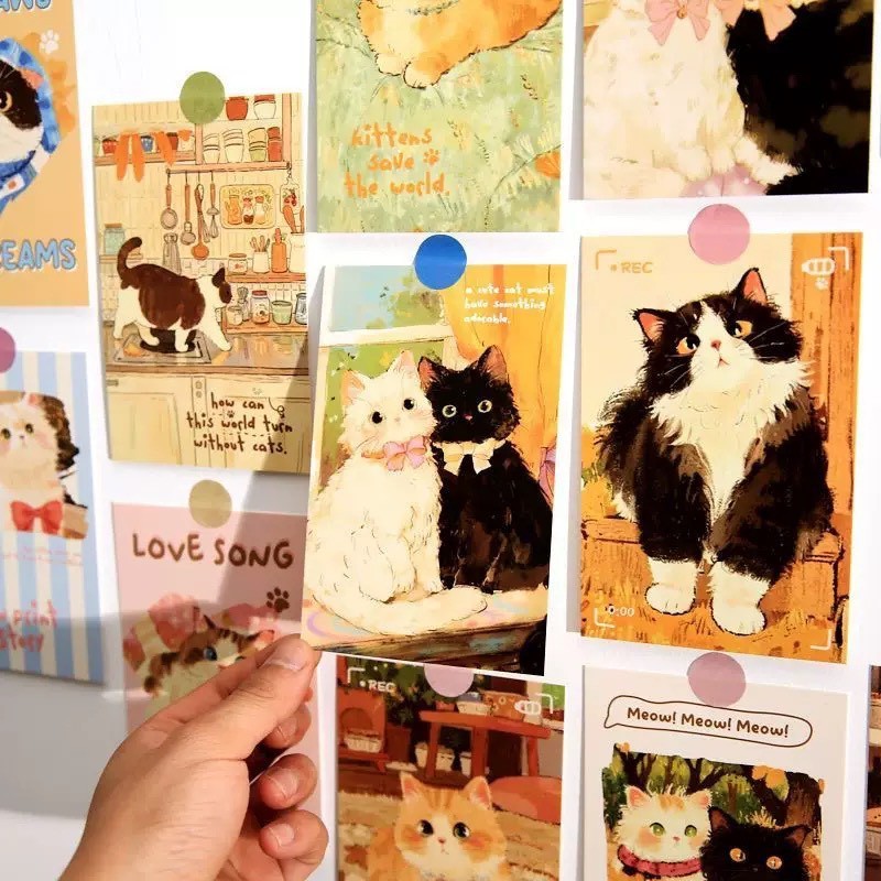 ส่งจากไทย🍑 โปสการ์ด Tiny Paws Story (เซต 30 แผ่น) การ์ดแต่งห้อง ติดผนัง แก๊งน้องแมว สไตล์คาเฟ่ พร็อบ น่ารัก 76031