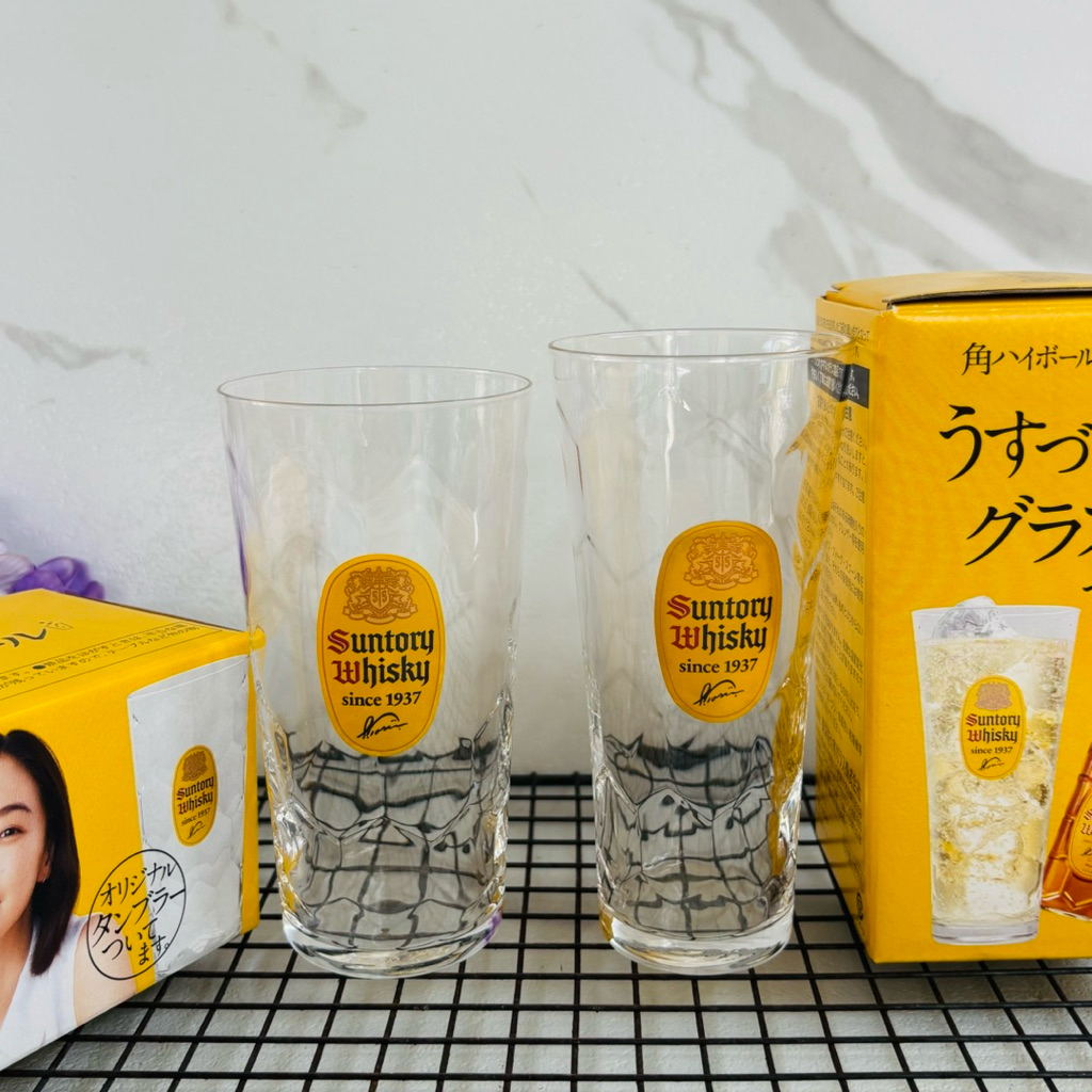แก้ววิสกี้ Suntory whisky ลายกระดองเต่า มือสอง จากญี่ปุ่น