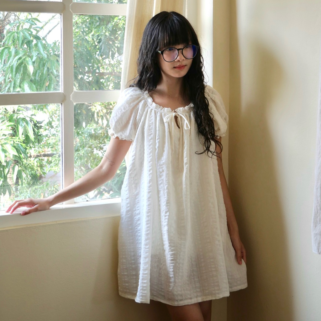afterseasons | hush doll dress : มินิเดรสผ้าฝ้ายทรงตุ๊กตา แขนพอง