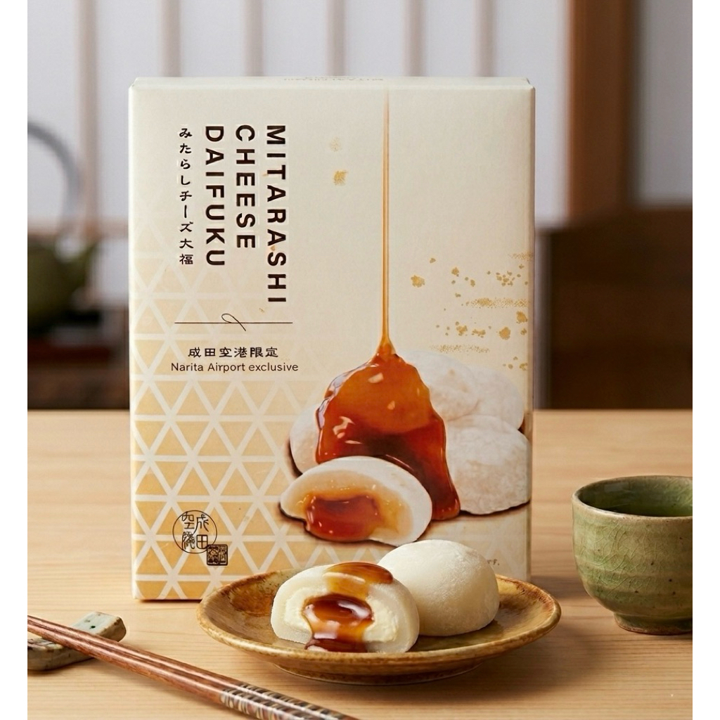 mitarashi cheese daifuku เกี๊ยวแป้งข้าวญี่ปุ่นสอดไส้ซอสโชยุและชีส