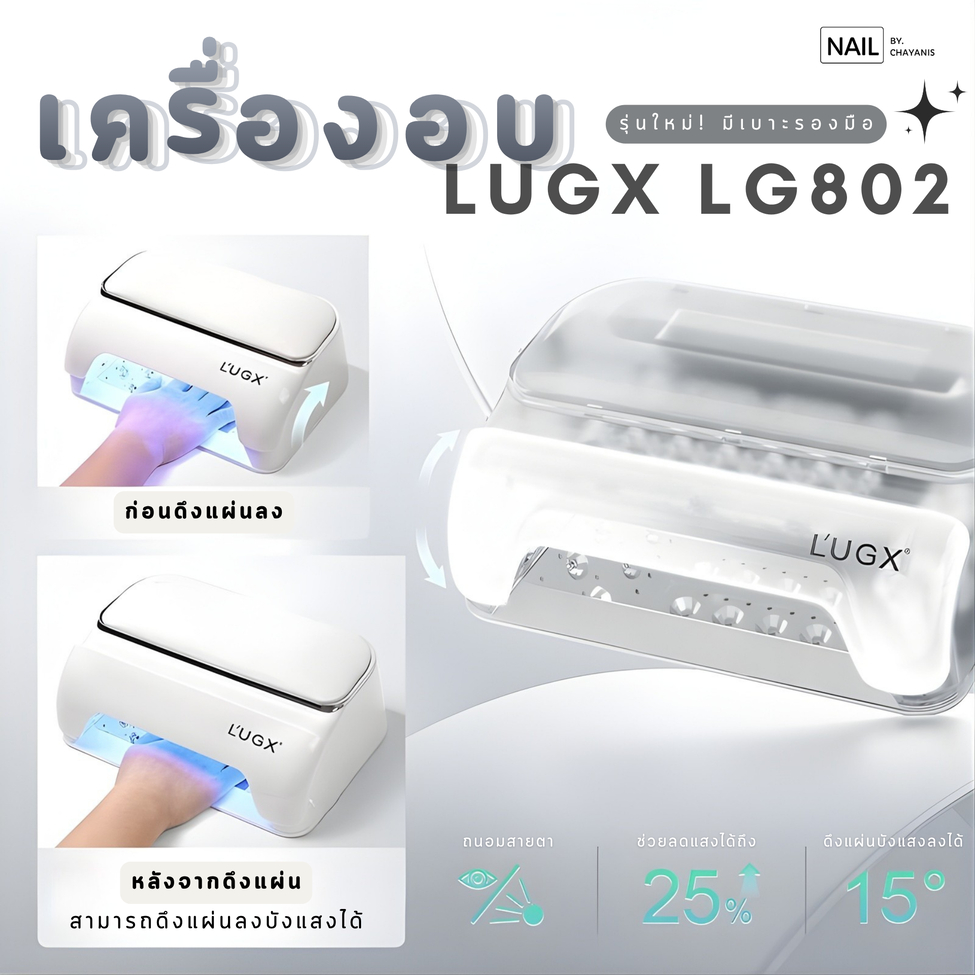 ครื่องอบเล็บเจล LUGX รุ่น LG-802 ไฟ 56 วัตต์ แบบเสียบปลั๊กขณะใช้งาน