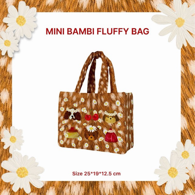 💢พร้อมส่ง💢MINI BAMBI FLUFFY BAG🌼Psmaterial 🌸🐶 ploychava💕กระเป๋าน้าพอย แม่ชม  แทั💯 กระเป๋าลายกวางดาว