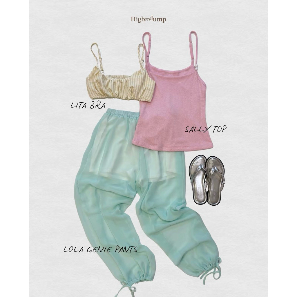 Lola genie pants - Highestjump กางเกงขายาวทรงจินนี่โบว์ปลายขาซับในครึ่งตัว พร้อมส่งทุกสี