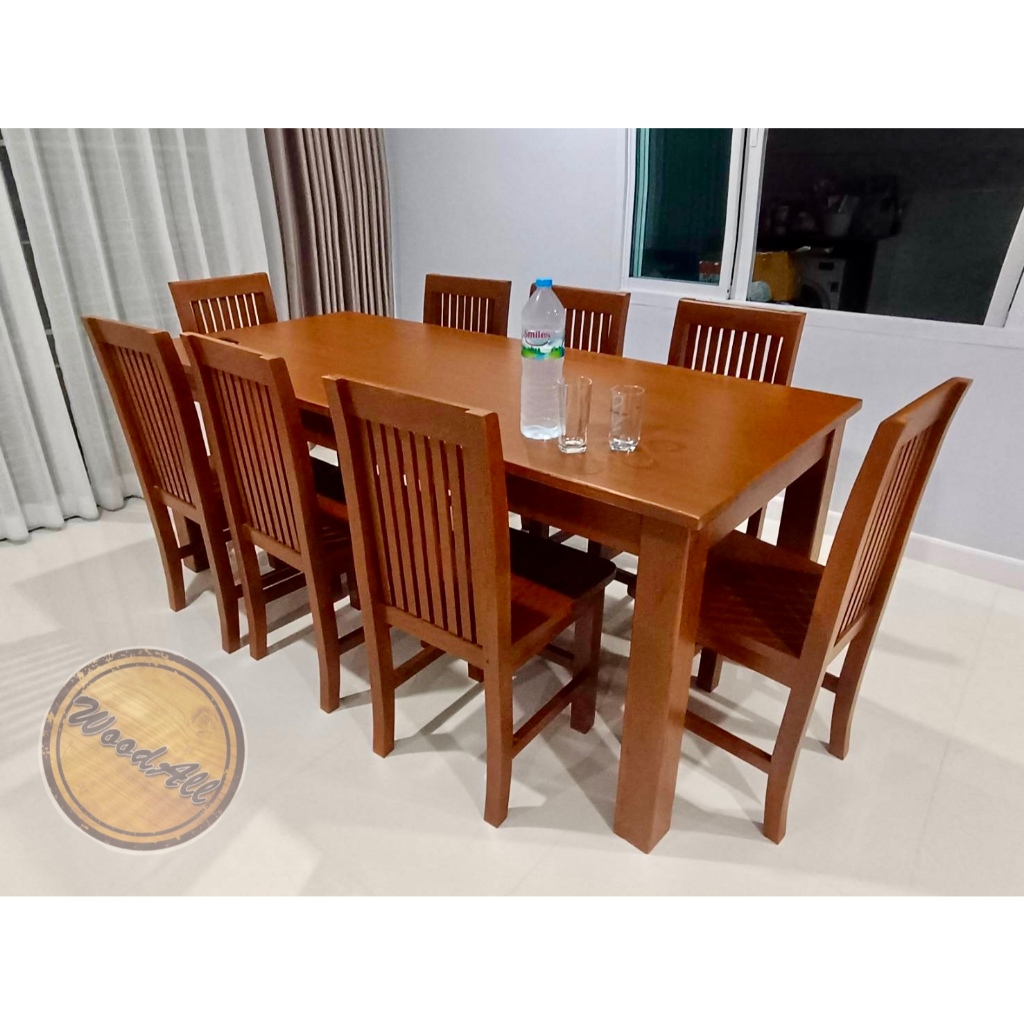 🔥โต๊ะอาหารไม้สักทอง 100%🔥รหัส T03(ย200 ก90 ส80 cm.) พร้อมเก้าอี้ ส่งฟรี‼️(ยกเว้นอีสานและใต้)💥