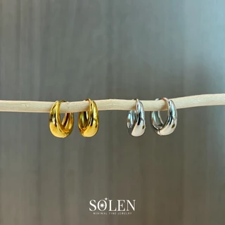 SOLEN Minimal Bold Hoops ต่างหูห่วงไทเทเนียม ทรงหนา มินิมอล ผิวแพ้ง่ายใส่ได้ Chunky Earrings
