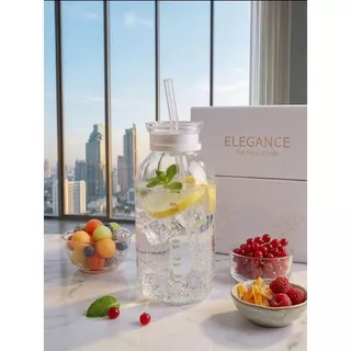 ขวดน้ำแก้วพกพา 500ml พร้อมหลอด ฝา 1 ชิ้น สำหรับใส่หลอดเท่านั้น มีสเกลวัดปริมาณน้ำ