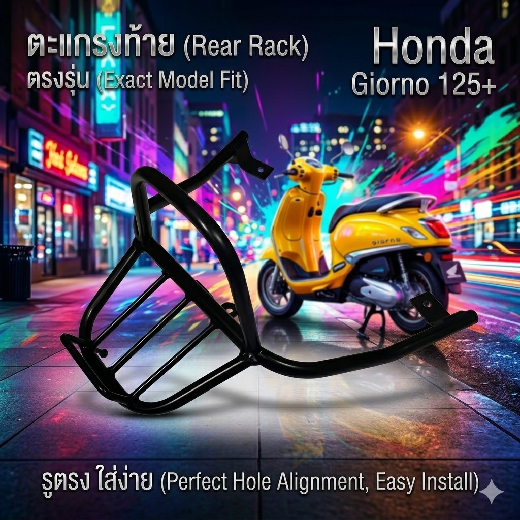 ตะแกรงท้าย ทรง sport สั้น มีกันตกสูง Honda Giorno 125+  กันตกสูง sport สั้น GIORNO 125+ 2024-2027   