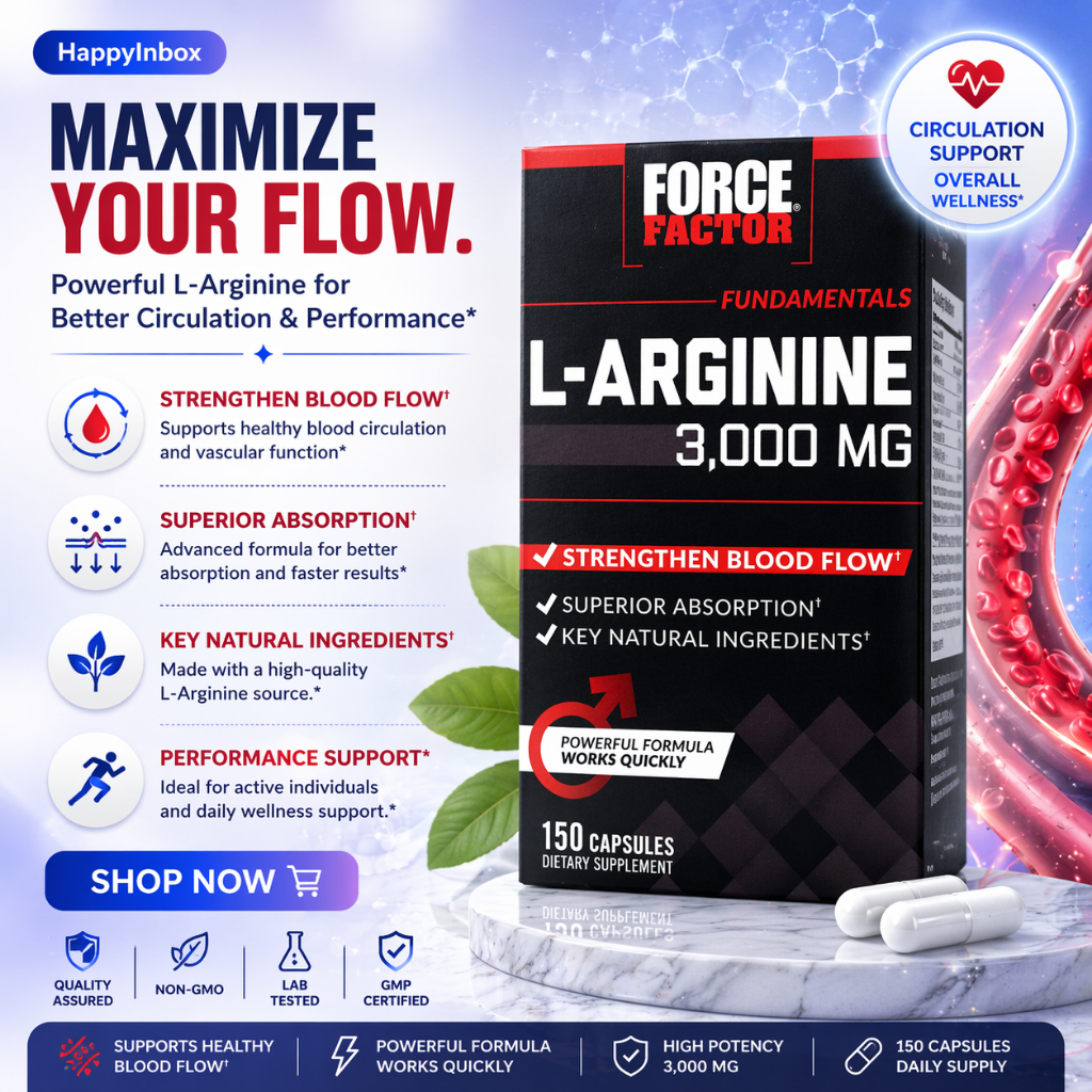 💪 Force Factor L-Arginine 3000mg เสริมการไหลเวียนโลหิต บำรุงกล้ามเนื้อและพลังงานร่างกาย