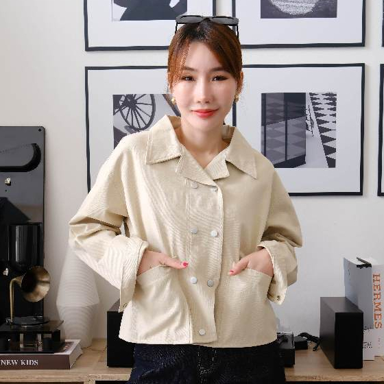 Lawyer Store [ 737275 ] เสื้อคอปกแขนยาว กระดุมคู่ กระเป๋าใช้งานได้จริง กระดุมแป๊กใช้งานได้จริง ผ้ายีนส์  ใส่เท่ห์ แมทช์ไ ราคา ถูกที่สุด ดีลบีเคเค แกลเลอรีภาพที่ 6