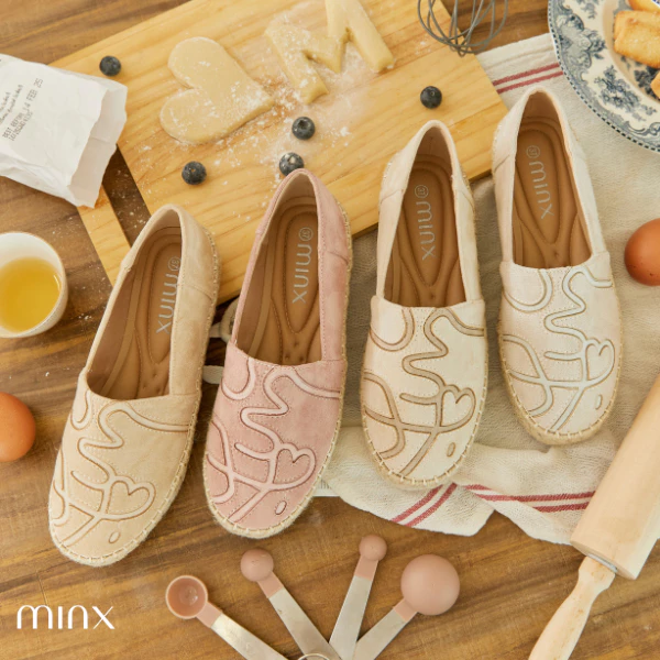 MINX รองเท้า espradrilles fluffy velvet รุ่นหนังกลับ ลายหัวใจ พื้นนุ่ม minxshoe