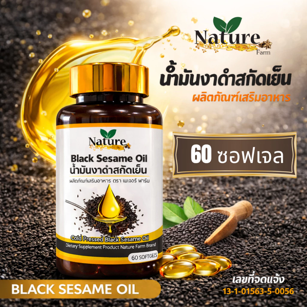 🔥พร้อมส่ง🔥 น้ำมันงาดำ สกัดเย็น 60 แคปซูล 500mg ซอฟเจล thumbnail 9
