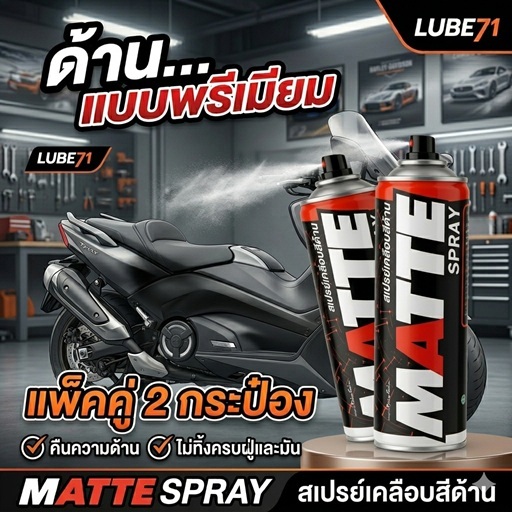 แถมผ้า ทิชชู่เปียก... LUBE71 MATTE SPRAY สเปรย์เคลือบสีด้าน ขนาด 600 มล. จำนวน 2 กระป๋อง