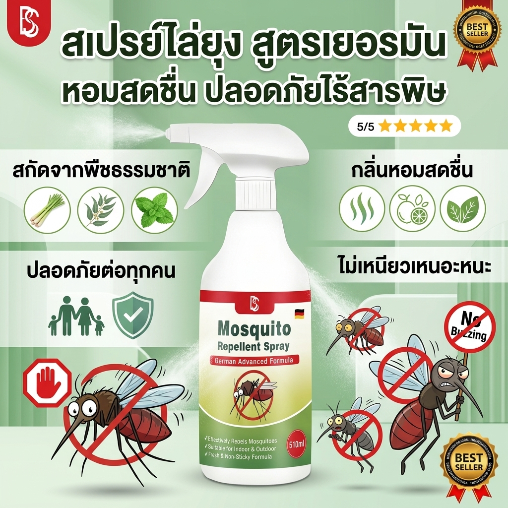 ยุงไม่กล้าใกล้ พ่นก่อนเลย! TIA  สเปรย์ไล่ยุง ปกป้องยาวนาน กันยุงได้อย่างแข็งแกร่ง 510ml