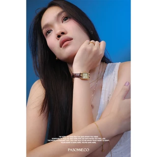 pasonne.co นาฬิกาข้อมือ รุ่น MEDTRA หน้าปัดเหลี่ยม วินเทจ