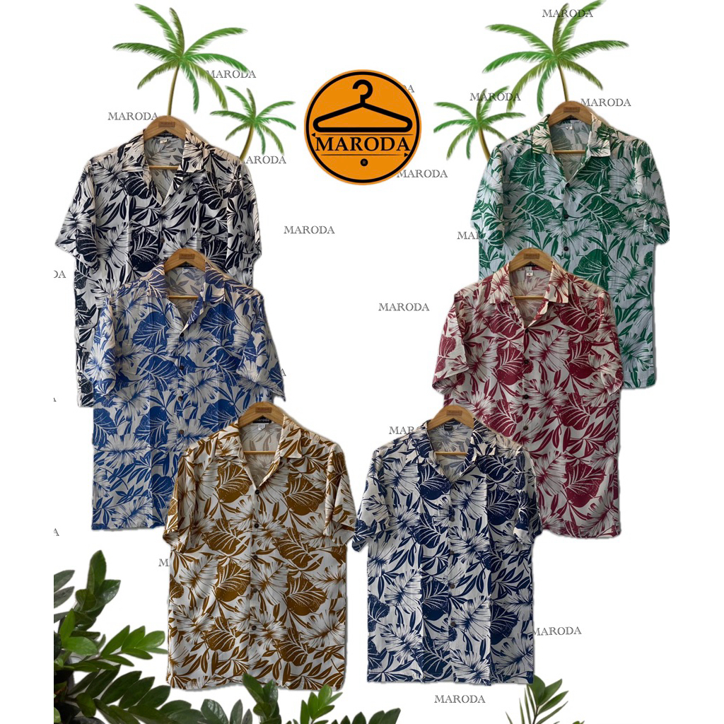 เสื้อฮาวายแขนสั้น(ผ้าสปันเรยอน)