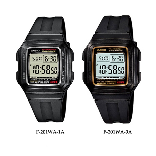 CASIO นาฬิกาข้อมือ สายเรซิ่น รุ่น F-201,F-201WA,F-201WA-1A,F-201WA-9A