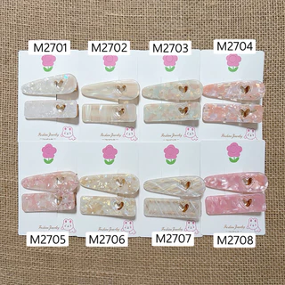 [6.5-7cm] กิ๊บติดผมปากจระเข้แต่งอะคริลิคลายหินอ่อน ราคาต่อ1แผง พร้อมส่ง