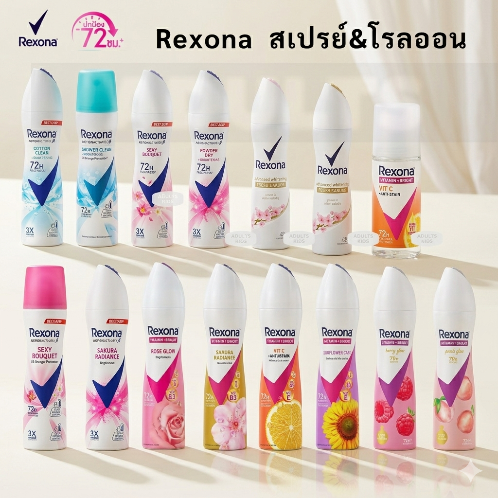 Rexona  เรโซนา สเปรย์&โรลออน ระงับกลิ่นกาย ขนาด 135-45 มล. (เลือกสูตรด้านใน)