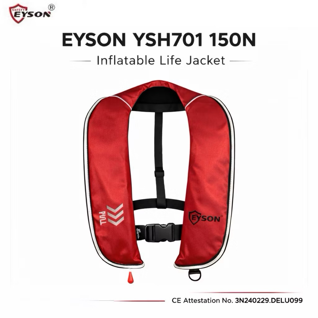 EYSON YSH701 เสื้อชูชีพพองลม 150N ระบบอัตโนมัติ/ดึงเชือก EN ISO 12402-3 CE / SOLAS (MED)