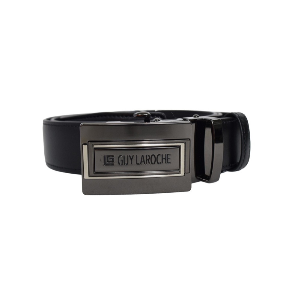 Guy Laroche เข็มขัดหนังผู้ชาย หัว AUTO  LOCK  สีแบลคนิเกิ้ล รุ่น BB51082S6BL